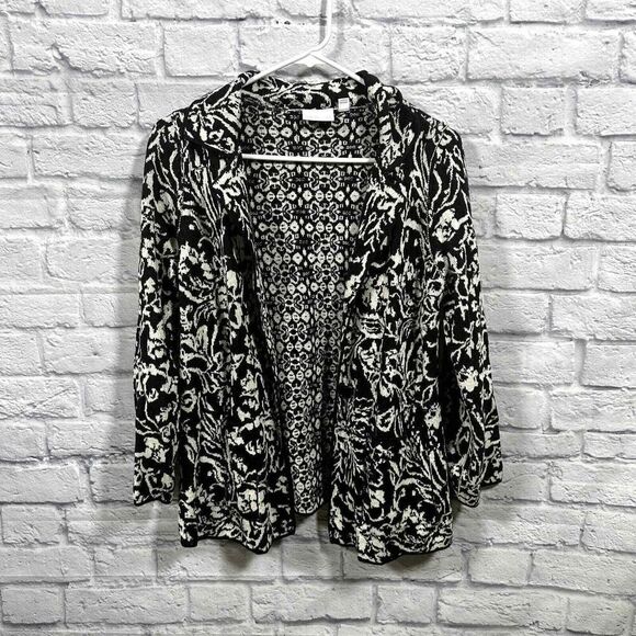 Anthropologie‎ Ett:Twa Sweater Womens Medium Intarsia Reversible Knit Cardigan - Picture 1 of 6